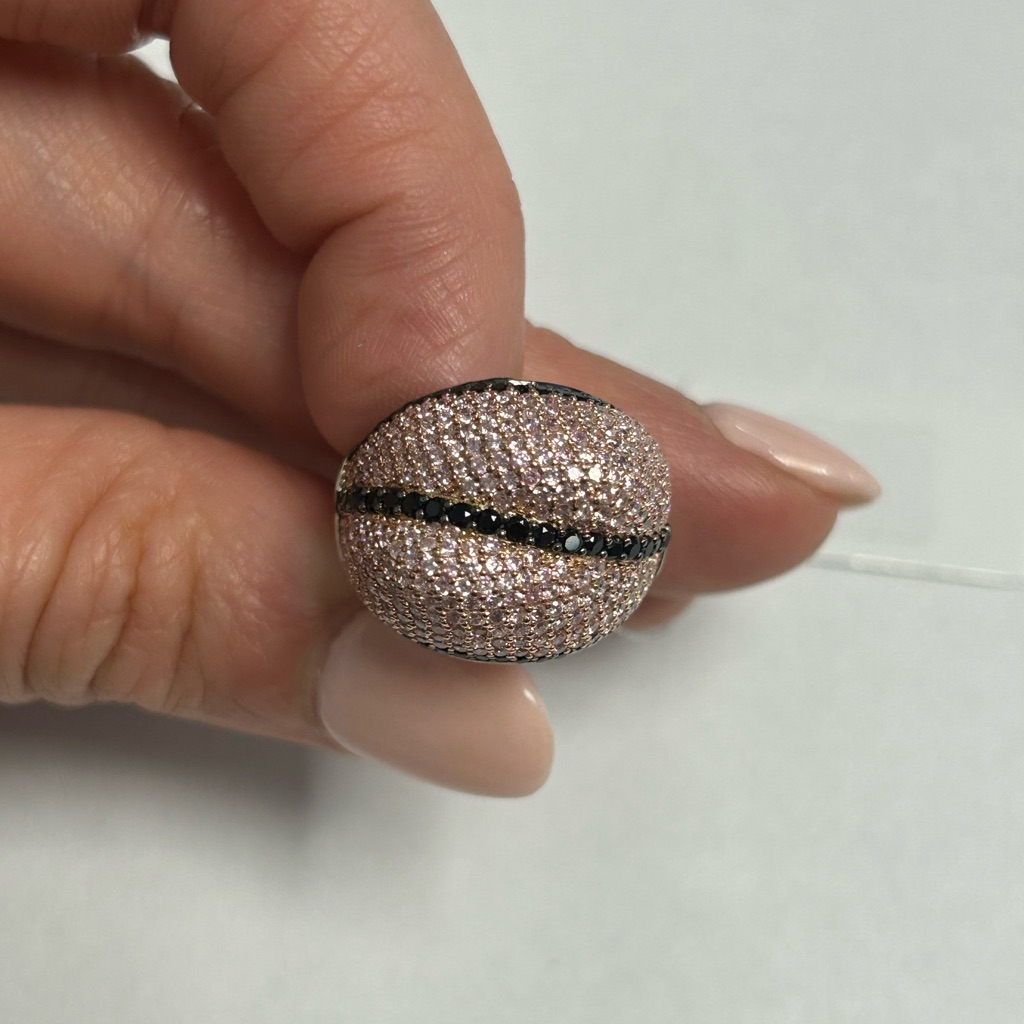 Suzy Levian Sterling Silver Pink Black Cz Pave Ring Nwt